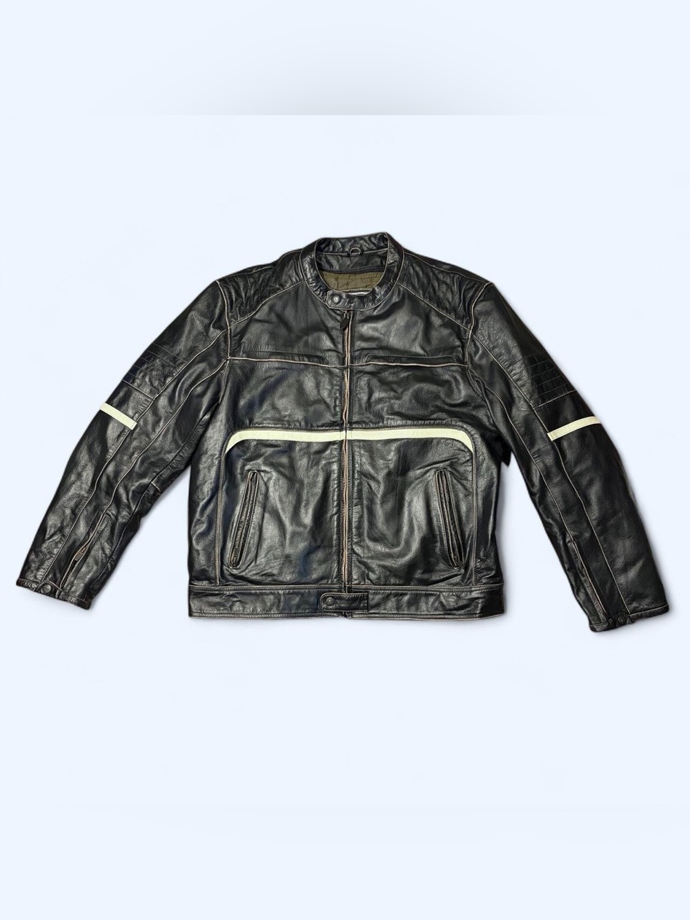 Grunge Black Leather Biker Jacket by River Road!